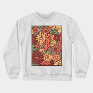 Retro Zinnia Flower Drawing Crewneck Sweatshirt